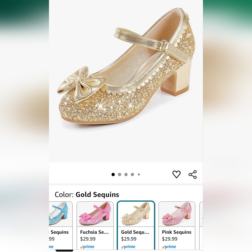 Toddler 11 Gold Glitter BNWT Princess Heels Shoes Dress Up Play Flower Girl